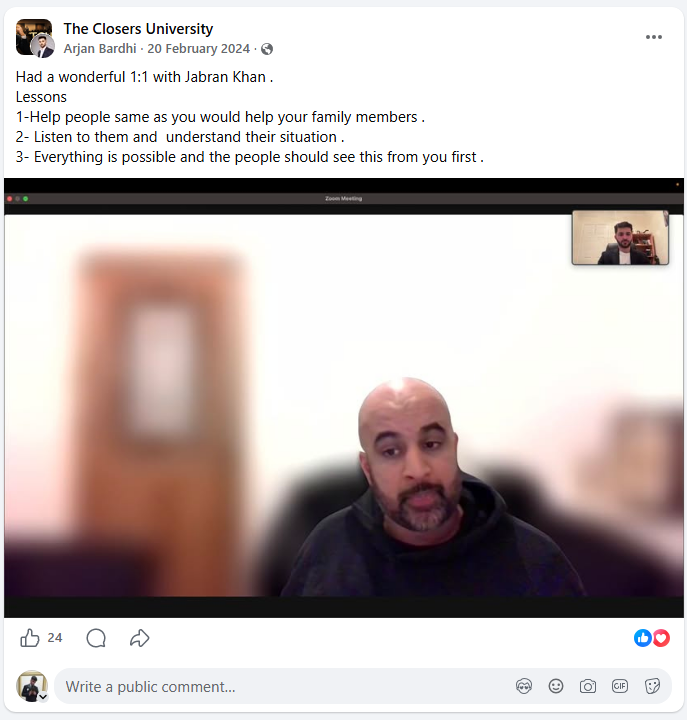 Student success story 3 for Jabran Khan's 1:1 coaching